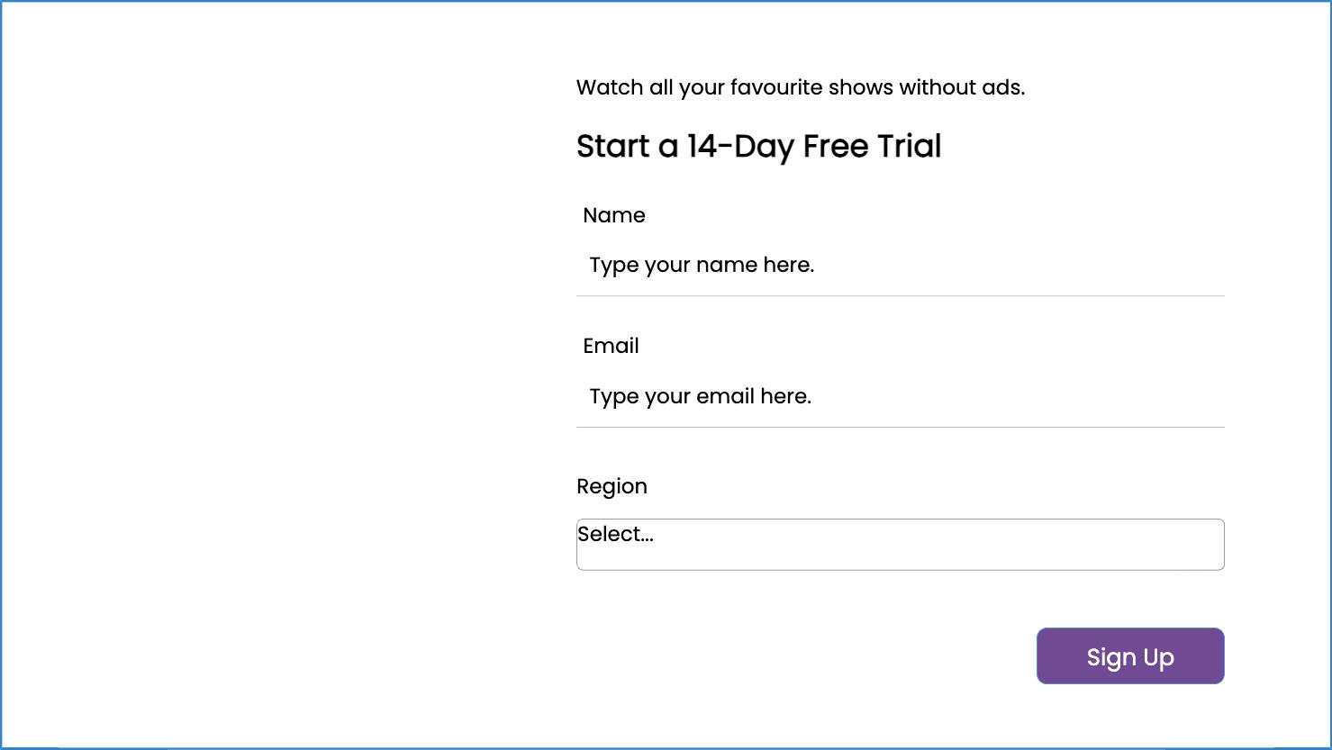Free Trial SignUp Form