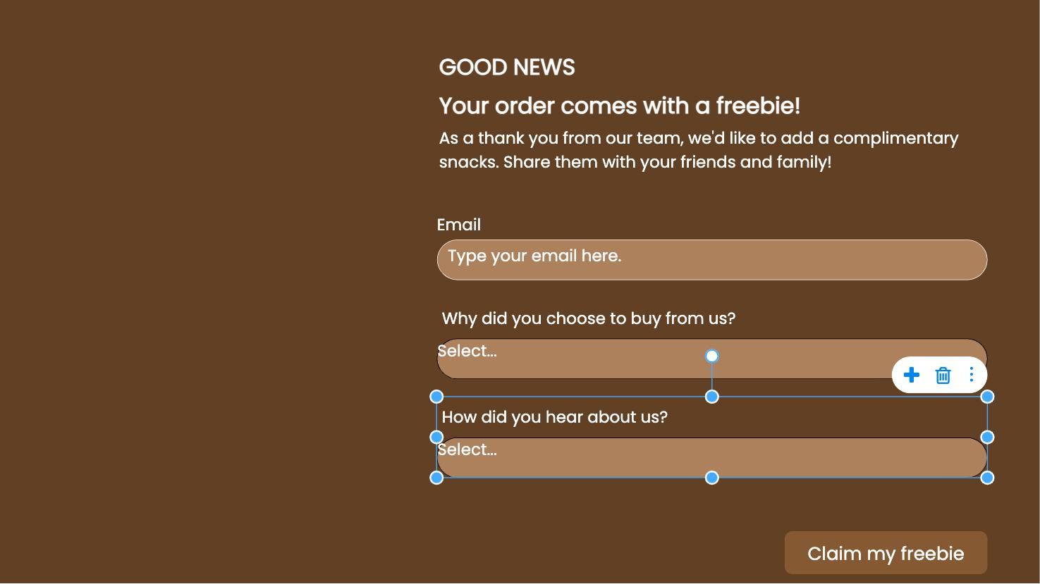 Claim your freebie Form