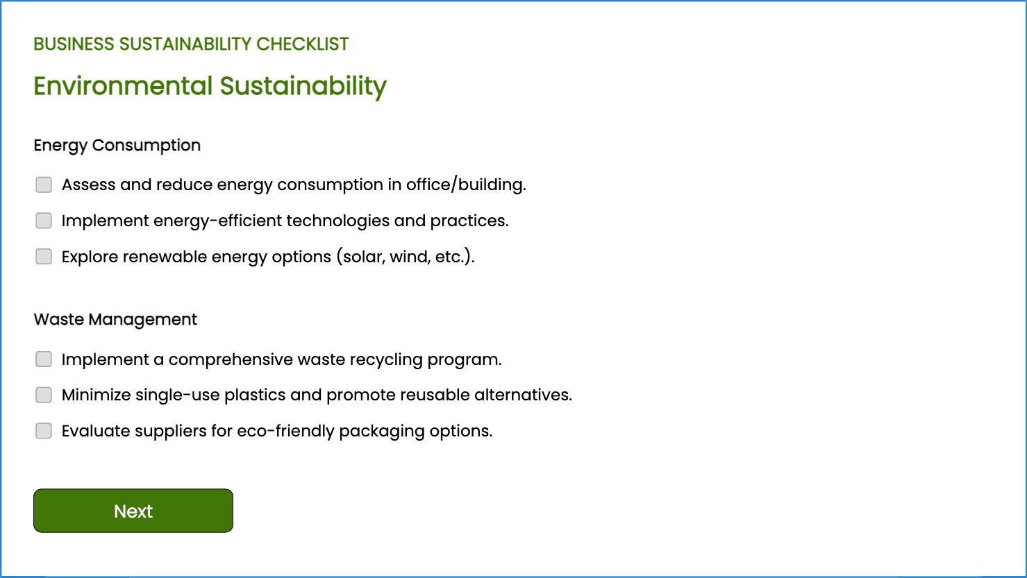 Business Sustainability Checklist